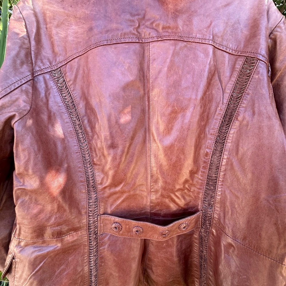 Danier Tan Leather Jacket With Button Detailing - image 4